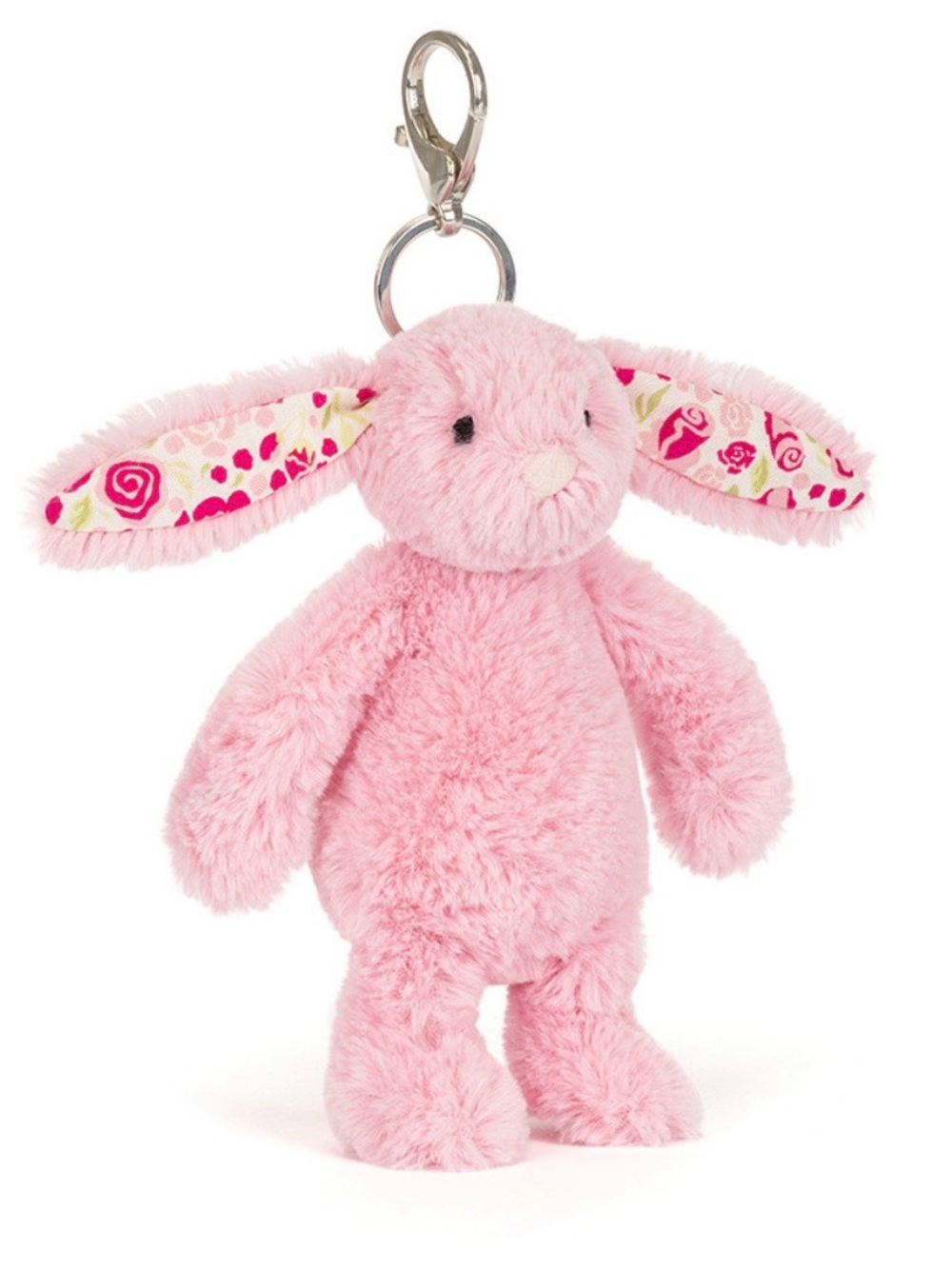 Jellycat Pink Plush Bunny Keychain with Floral Lined Ears